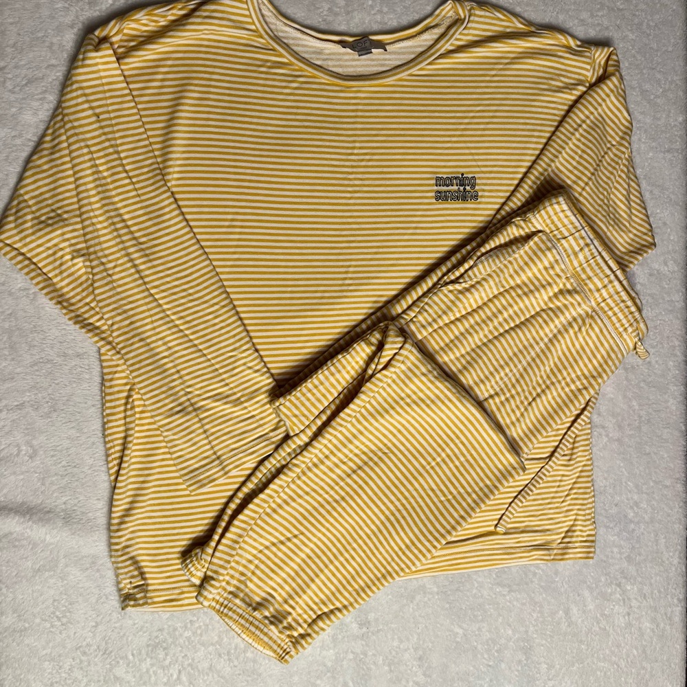 LOFT Yellow & White Striped Long-Sleeve Pajama Set